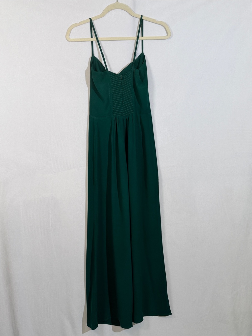 Reformation Jumpsuit Size 0 Emerald Green Smocked Back - Picture 5 of 12